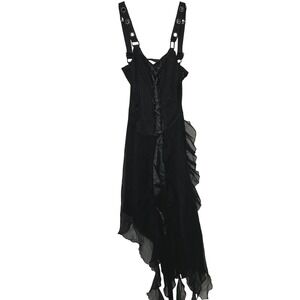 NEW Current Mood Doll's Kill LIFE'S NO FAIRYTALE MIDI DRESS- BLACK Goth grunge